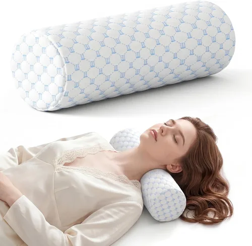 Miniatura 13 de Almohada Cervical de Rollo, Almohadas de Soporte Cervical de Espuma Viscoelástica, Almohadas de Cuello Redondas, Almohadas Cilíndricas de Refuerzo