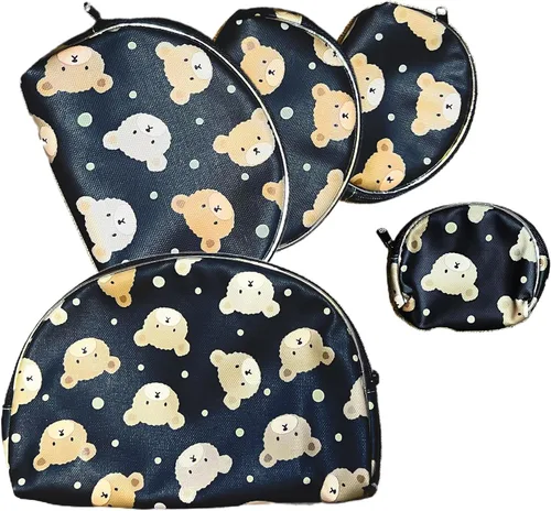 Miniatura 13 de HESSION Juego de 5 bolsas de cosméticos para mujer, bolsa de maquillaje, bolsa con cremallera, accesorios organizador para viajes, Color 1