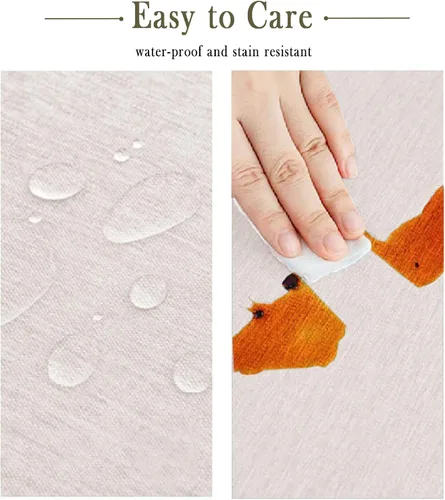 Miniatura 3 de Jeloris Mantel redondo impermeable a prueba de derrames, resistente a las manchas, sin arrugas, lavable, mantel decorativo de tela para cocina, Beige