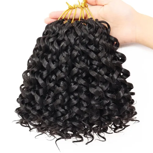 Miniatura 7 de 7 paquetes de cabello rizado de ganchillo GoGo de 6 pulgadas, pelo corto, para mujeres, rizos de playa, trenzas de ganchillo de torsión profunda