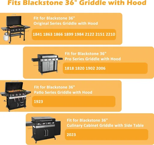 Miniatura 2 de Cubierta de parrilla para plancha Blackstone de 36", 5482, para 1863 1866 1899 1923 1984 2085 2102 2122 2149 2151 2162 2177 2210 2212 2249 2256 2310