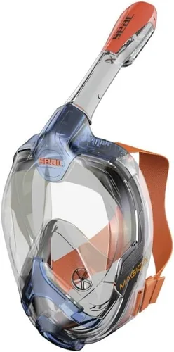SEAC Máscara de esnórquel de cara completa Magica cómoda para caras más pequeñas Azul/Naranja