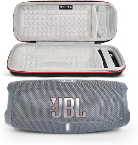 JBL Charge 5 - Paquete de altavoz portátil inalámbrico Bluetooth impermeable con estuche protector rígido portátil - Gris Azul