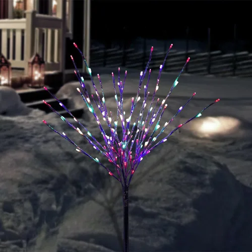Miniatura 13 de Alpine Corporation Estaca metálica para árbol de 39 pulgadas de alto para interiores y exteriores, decoración navideña con luces LED verdes