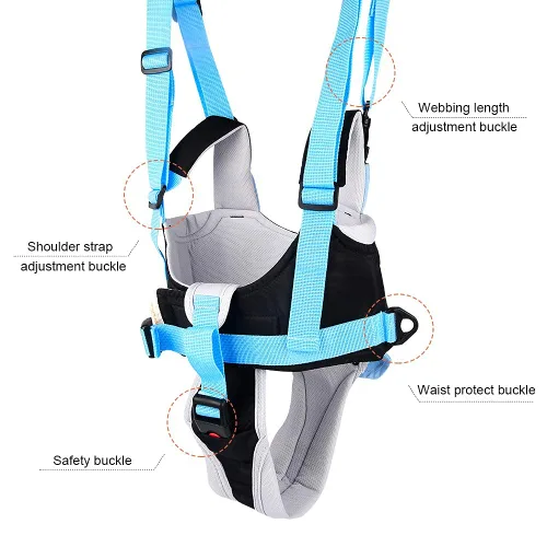 Miniatura 2 de Arnés para caminar para bebés y 2 pares de rodilleras ajustables de pie y caminar, ayudante de aprendizaje para niños pequeños de 7 a 24 meses, Azul
