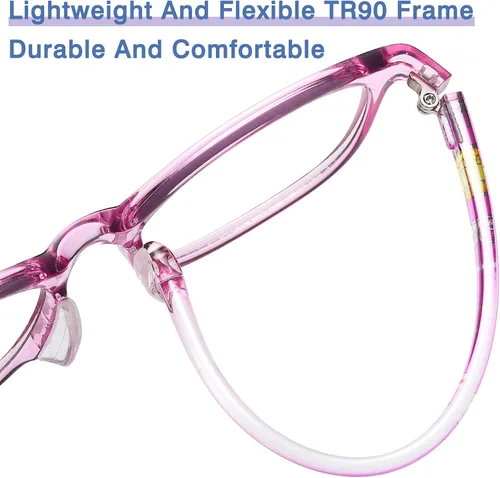 Miniatura 6 de DUCO Lentes de luz azul para niños, niñas, niños, videojuegos, computadora, TV, teléfono, anteojos falsos para niños de 6 a 10 años, anti luz azul