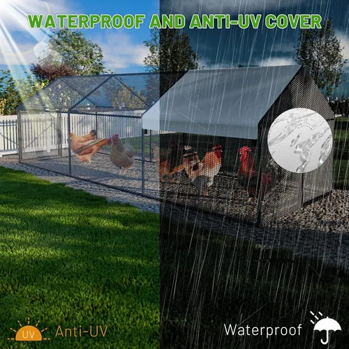 Miniatura 5 de NUGRIART Gallinero de metal con cubierta impermeable, jaula portátil de 118 x 40 x 40 pulgadas, para gallineros y gallineros para pollos, patos