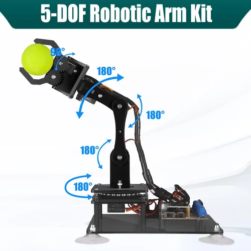 Miniatura 8 de Adeept 5DOF Kit de brazo robótico compatible con Arduino IDE, programable DIY Codificación STEM Educativo 5 Axis Build Robot Arm, Kit de inicio