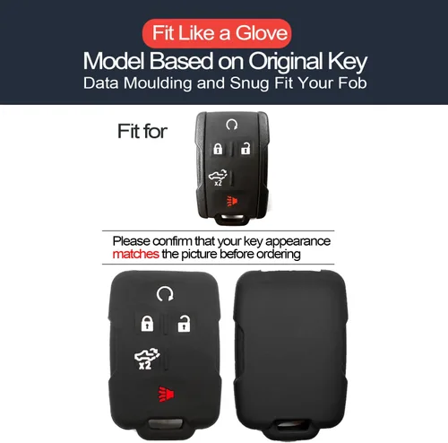 Miniatura 2 de 2 piezas compatibles con Chevy Chevrolet Silverado GMC Sierra 1500 2500 3500 Smart 5 botones llavero funda funda llavero protector llavero sin llave