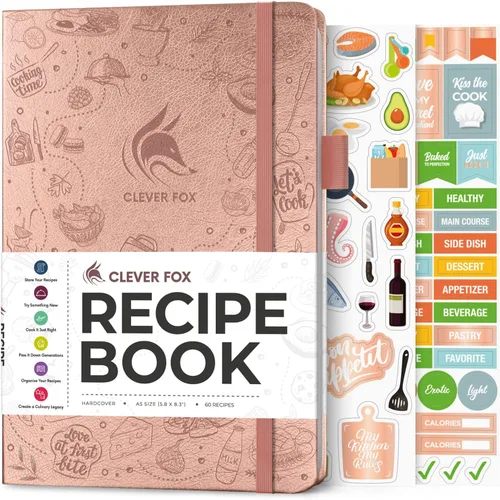 Miniatura 18 de Clever Fox Libro de recetas - Libro de cocina familiar en blanco - Diario de cocina vacío - Organizador de cuadernos para escribir recetas - Turquesa