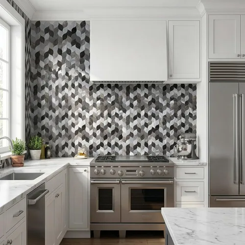 Miniatura 7 de 7 hojas de azulejo adhesivo para salpicaduras de cocina, azulejo de mosaico autoadhesivo, azulejo adhesivo para tocadores de baño, decoración