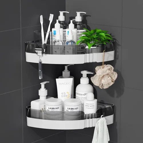 Paquete de 2 estantes esquineros para ducha, organizadores de almacenamiento de baño para champú, acondicionador, jabón y más, diseño extraíble y