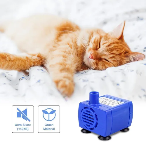 Miniatura 6 de AYNEFY Bomba de fuente de agua para gatos, sumergible eléctrica, acero inoxidable, azul, compacta, repuesto para fuente de 1.6 L