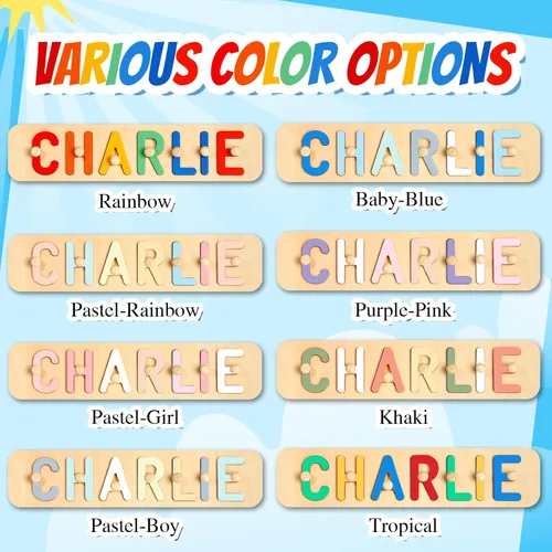 Miniatura 5 de Rompecabezas de madera con nombre personalizado para niños, regalos de primer cumpleaños, rompecabezas de nombre personalizado para niños de 1 año
