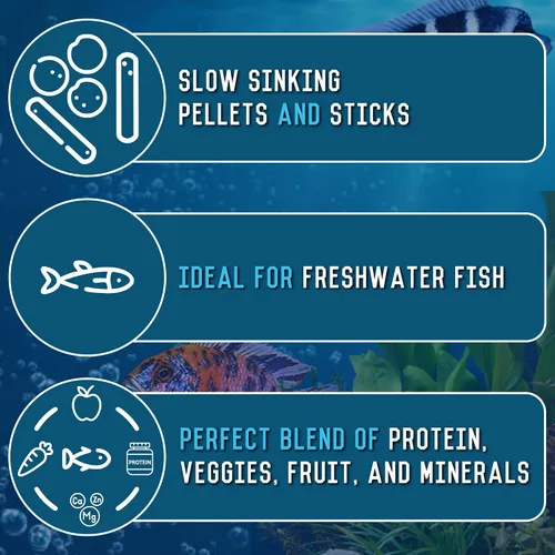 Miniatura 7 de RON'S CICHLIDS Pellets de comida para peces cíclidos africanos para adultos, hechos en Estados Unidos, pellets y palitos de cíclidos de hundimiento