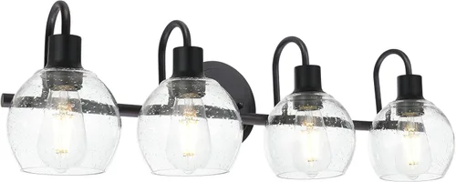 4 luces contemporáneas para iluminación de baño sobre espejo con pantallas de vidrio esmerilado en forma de semilla, iluminación de pared rústica en