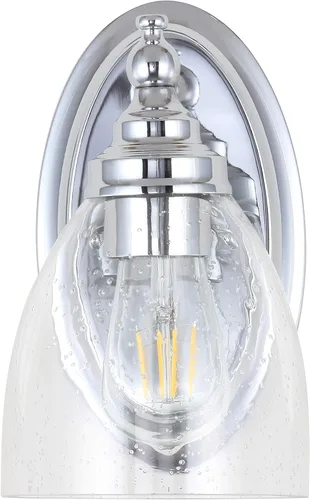 Miniatura 7 de JONATHAN Y Lámpara de pared LED cromada de 5.5 pulgadas, cableado para baño, pantalla de vidrio transparente con semillas, iluminación de pasillo