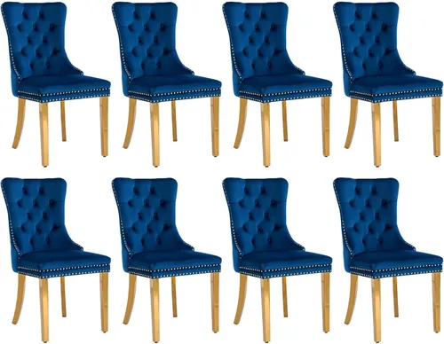 Miniatura 155 de SoarFlash Juego de 2 sillas de comedor de tela de lino, sillas de comedor tapizadas con ribete de cabeza de clavo y patas de madera de color claro
