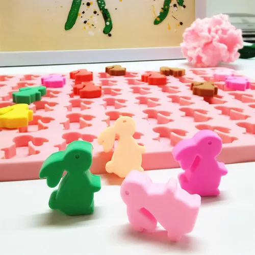 Miniatura 3 de Moldes de silicona de conejo para caramelo, gomita, chocolate, moldes de Pascua, molde de silicona de conejo con raspador (conejito)