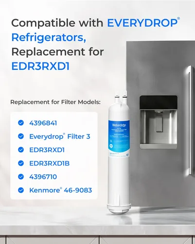 Miniatura 4 de Waterdrop 4396841 Reemplazo para filtro Everydrop® 3, EDR3RXD1, 4396710, Kenmore® 46-9083, 46-9030, filtro de agua para refrigerador, 1 filtro
