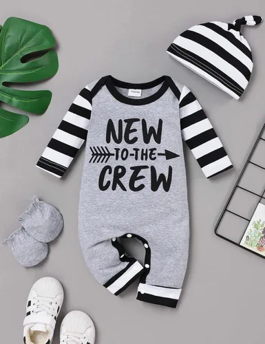 Miniatura 5 de Mameluco de bebé recién nacido con estampado de alfabeto, traje de una pieza
