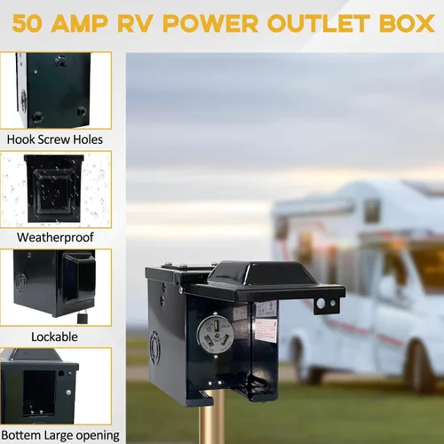 Miniatura 7 de RV/EV Caja de toma de corriente de 30 amperios, 125/250 voltios, panel de alimentación cerrado y resistente al agua, receptáculo 14-50R