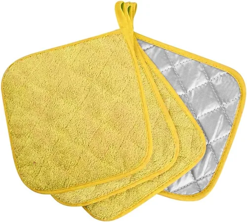 meioro Paquete de 4 agarraderas para cocina resistentes al calor, almohadillas calientes 100% algodón, juego de soportes acolchados para ollas