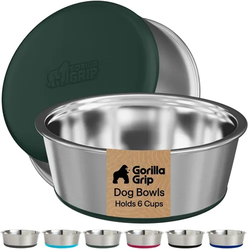 Miniatura 16 de GORILLA GRIP Tazones para perros, acero inoxidable 304 de grado alimenticio, capacidad para 2 tazas cada uno (16 onzas líquidas) para alimentos
