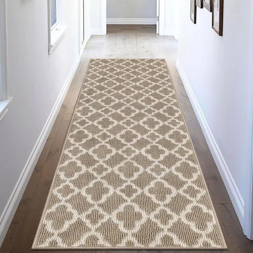Miniatura 16 de U'Artlines Alfombra de pasillo larga para pasillo de 2 x 8 pies, antideslizante, alfombra de piso de cocina, patrón geométrico beige, lavable a