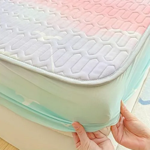 Miniatura 4 de FCLDESHOP Comfort Hotel - Sábana bajera ajustable de bolsillo profundo, juego de sábanas bajeras y fundas de almohada de seda de hielo de látex