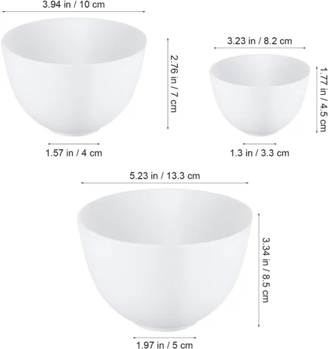 Miniatura 3 de Juego de 3 cuencos de silicona de silicona para máscara facial de color blanco para mascarilla facial, aplicación de aceite para el cabello