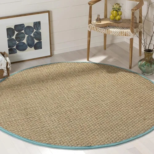 Miniatura 108 de Safavieh Natural Fiber NF114P - Alfombra redonda de hierba marina, tejido de canasta, con borde, de 244 cm, color gris Natural/ gris