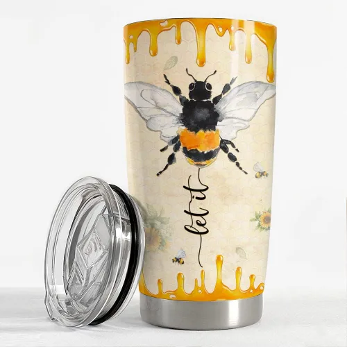 Miniatura 3 de SANDJEST Vaso personalizado de abeja con girasol de miel de 20oz 30oz con tapa, regalo para mujeres, niñas, hija, hermana, amantes de los animales