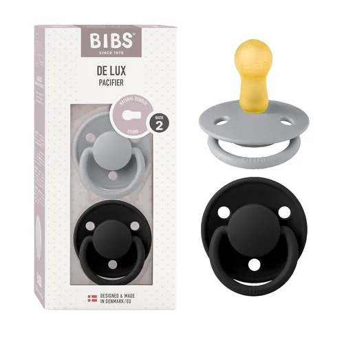 Miniatura 16 de BIBS De Lux - Paquete de 2 chupetes para bebé, fabricados en Dinamarca, chupete simulado sin BPA, pezón redondo. látex de goma natural, talla 1