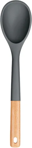 Cucharas de cocina grandes de silicona, cuchara antiadherente con mango de madera maciza, cucharas de cocina de silicona resistentes al calor para