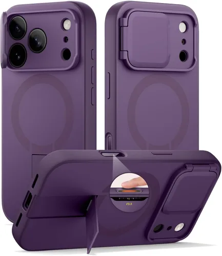 Miniatura 16 de SURITCH - Funda para iPhone 17 Pro Max con cubierta de control de cámara, cubierta para cámara y soporte ajustable, compatible con MagSafe, a prueba
