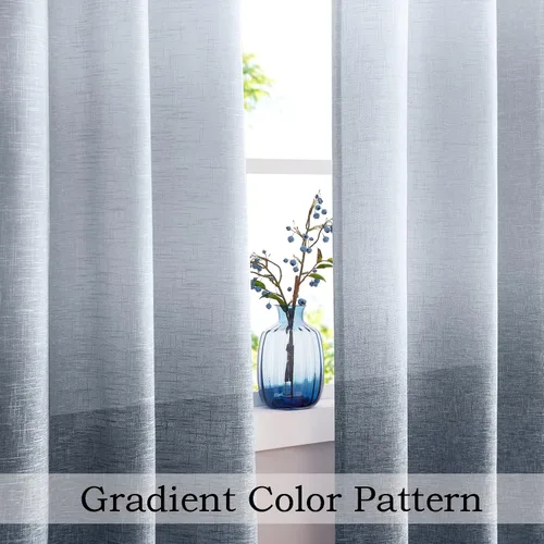 Miniatura 2 de Cortina para Puerta Ombré de 100" Extra Ancha con Estampado Degradado en Mezcla de Rayón, Tela Filtrante de Luz, Tratamiento de Ventana para Puerta