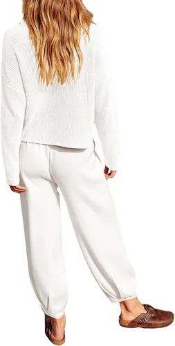 Miniatura 5 de Conjunto de 2 piezas de punto para mujer, suéter suelto con estampado de rayas Y2K + pantalones elásticos, ropa estética urbana