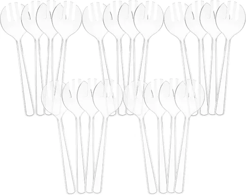 Miniatura 10 de Juego de 8 – 10 cucharas de plástico transparente para servir para eventos, reutilizables o desechables