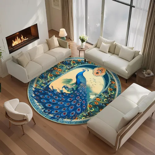 Miniatura 38 de Alfombra abstracta de 3 x 5 para sala de estar, dormitorio, entrada, color azul