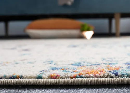 Miniatura 3 de SAFAVIEH Madison Collection - Alfombra decorativa de 2 pies 2 pulgadas x 4 pies, color crema y naranja, diseño abstracto moderno, no desprende