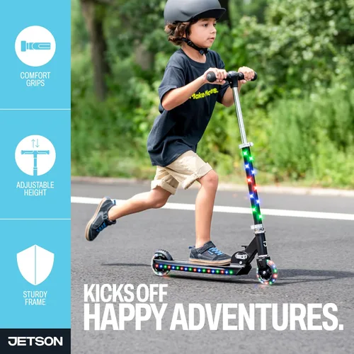 Miniatura 3 de Jetson Kids Jupiter patinete de 2 ruedas con luz LED para niños, luces LED en el manillar, la columna, las ruedas y la plataforma, manillar Júpiter