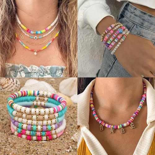 Miniatura 6 de 3020 cuentas de arcilla para suministros de joyería, kit de pulsera de la amistad con cuentas doradas (verde)