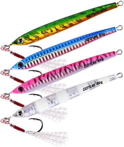 Miniatura 8 de Goture Fishing Jigs Saltwater 60g-200g with Assist Hook, Glow Vertical Jigs, Speed Fast Lead Jig Sea Fishing Jigging Spoon Lures for Tuna, Salmon