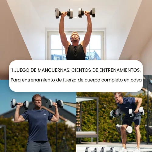 Miniatura 7 de Nuobell - Mancuernas ajustables de 5-80 libras: Reemplazan 16 juegos, ideales para banco de pesas y prensa de gimnasio en casa