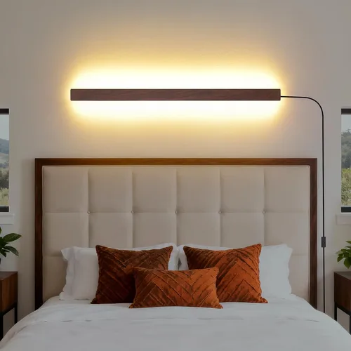 Miniatura 9 de KELUOLY Lámparas de pared modernas con enchufe, aplique de pared LED negro mate de 31.4 pulgadas, lámpara de pared interior acrílica cálida blanca