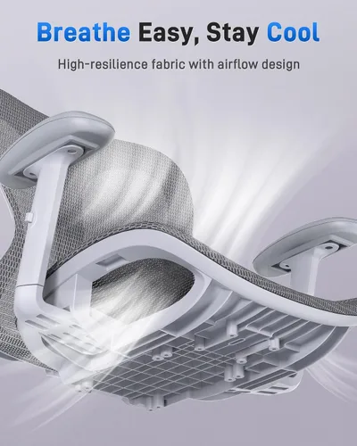 Miniatura 4 de amseatec Silla ergonómica de escritorio de oficina, cómoda silla de juegos para computadora, respaldo y asiento de malla transpirable, reposabrazos