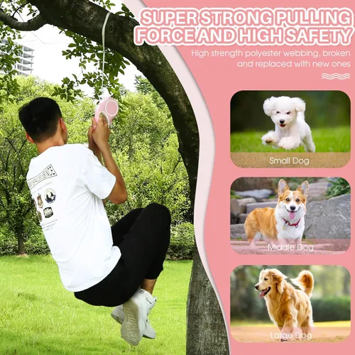 Miniatura 2 de Correa retráctil mejorada para perro con cable a prueba de mordidas y dispensador de bolsas de excrementos, correa resistente de 16 pies para perros