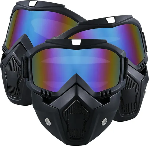Miniatura 10 de Máscara de Paintball Antiniebla, Máscara Táctica de Cara Completa Desmontable Ajustable, Máscara de Esquí, Gafas de Protección Facial