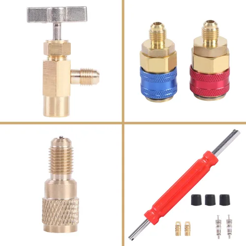 Miniatura 8 de JIFETOR Juego de manómetros de colector de CA de 3 vías, herramienta de carga de refrigerante de diagnóstico HVAC para el hogar automático R404A